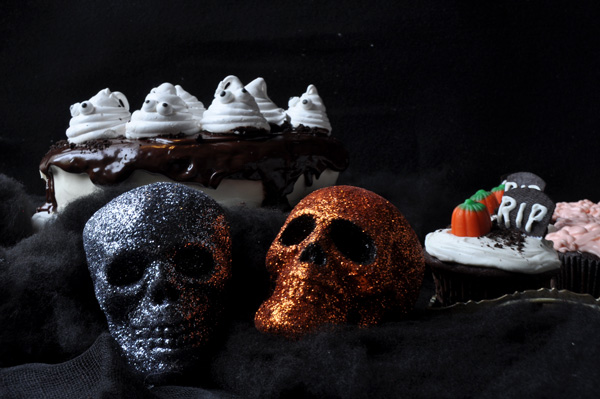 Chocolate Cake with Homemade Marshmallow Ghosts