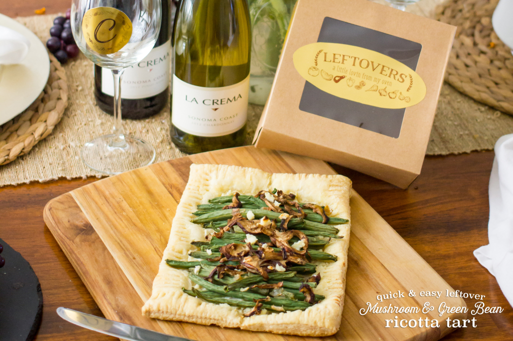 Quick and easy mushroom and green bean ricotta tart- perfet for leftovers!