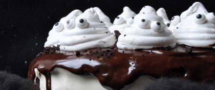 Chocolate Cake with Homemade Marshmallow Ghosts