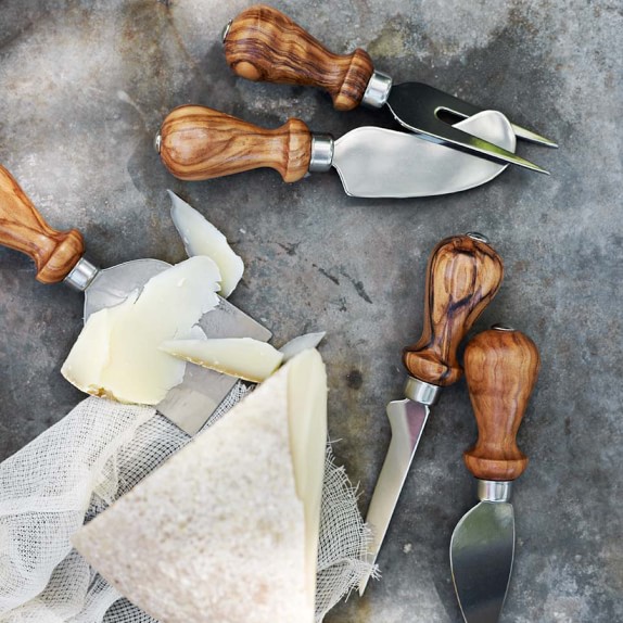 Olive Wood Cheese Knives, Set of 4