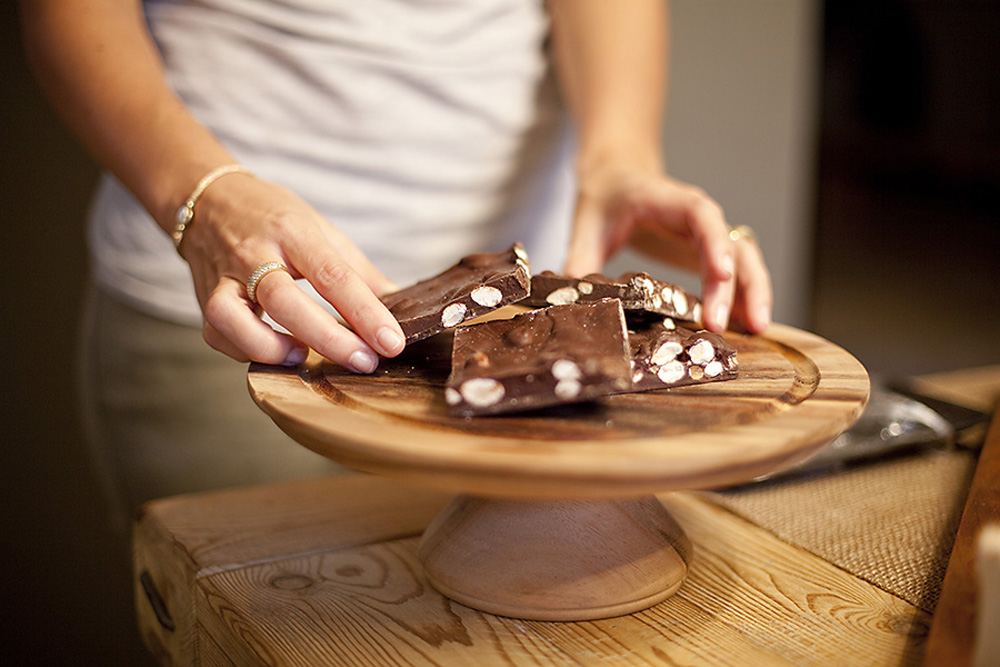 Arranging a holiday dessert tray