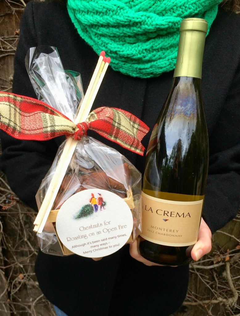 Hand-made gits idea: Chestnuts roasted on an open fire and La Crema Monterey Chardonnay.