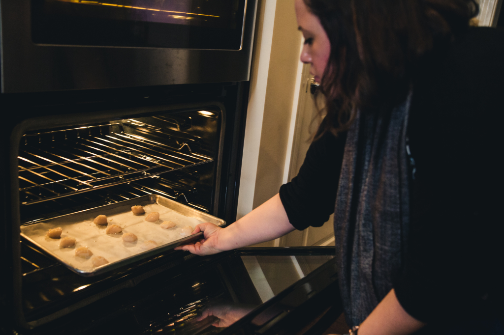 Parmesan Stuffed Scallops entering the broiler