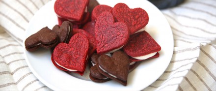 Heart-Shaped Red Velvet Sandwich Cookies