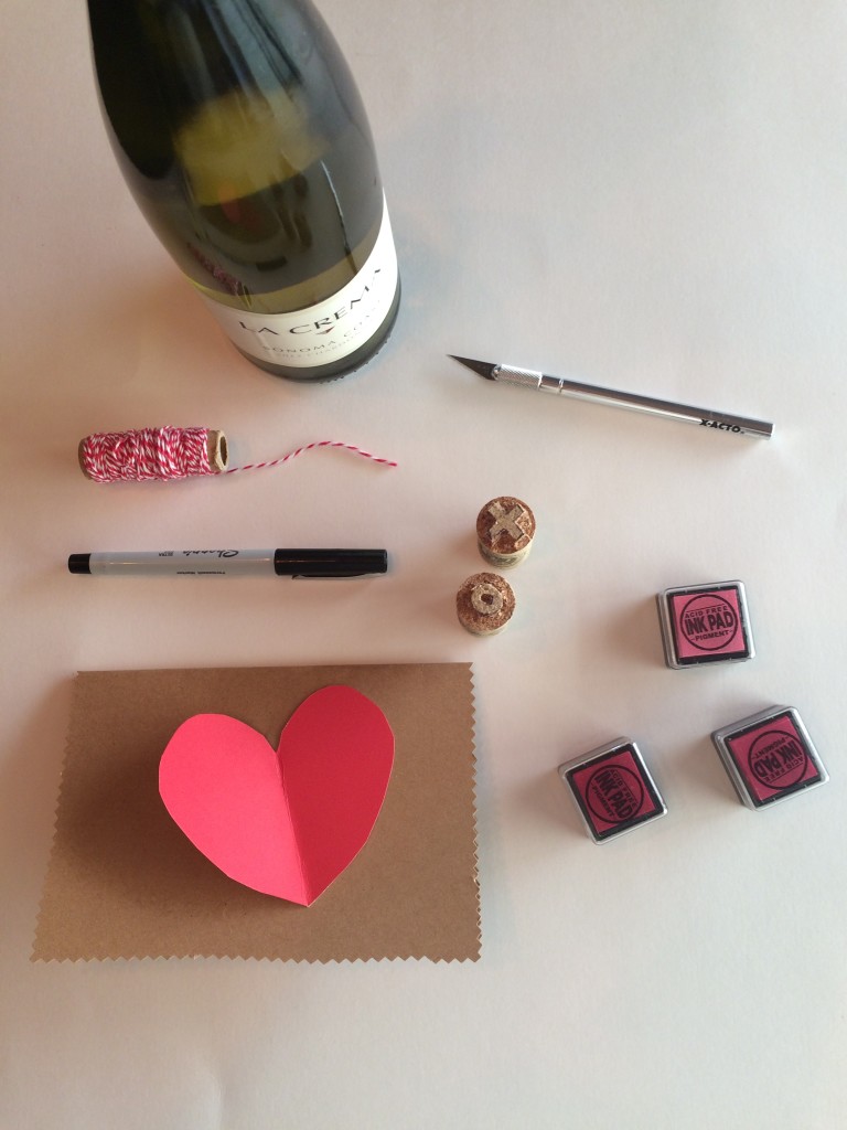 Materials needed for this DIY Valentine's Card project.