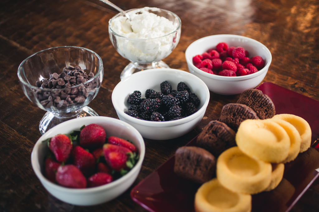 A selection of berries and toppings for an over-the-top romantic dessert!