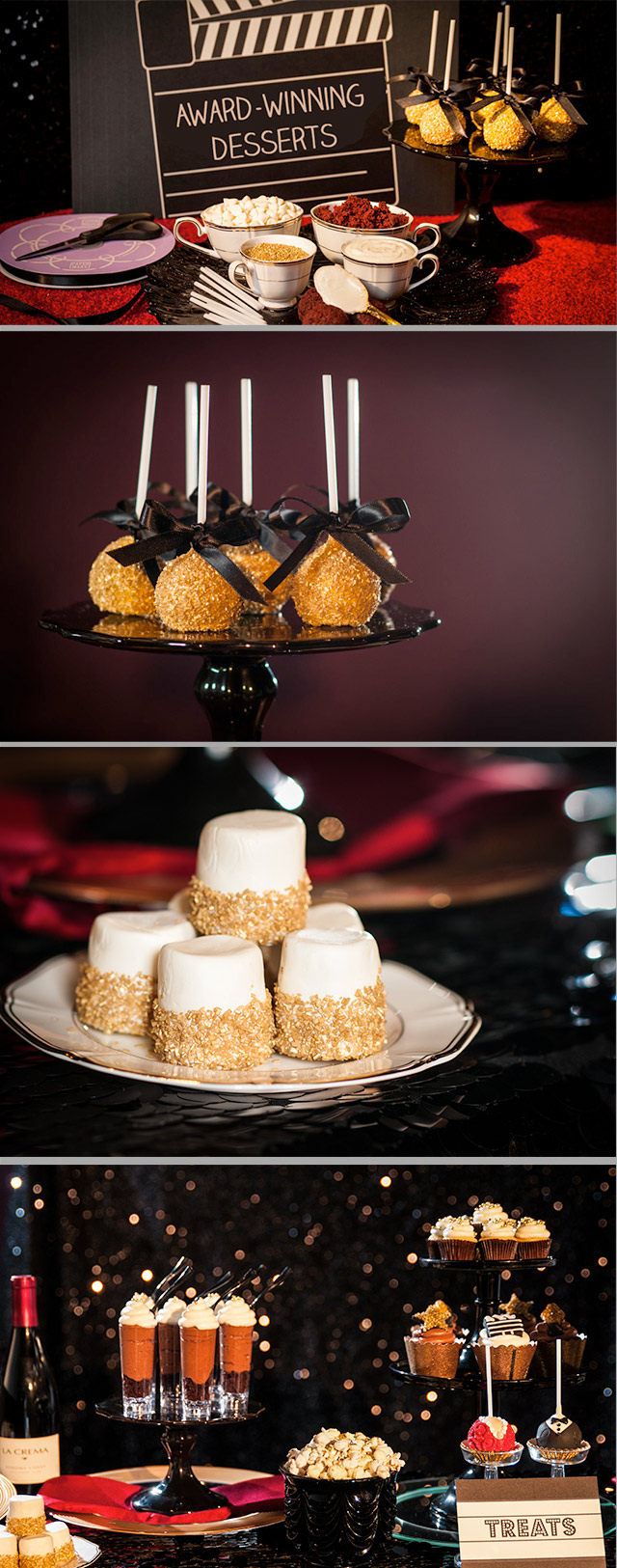 Looking for a dessert idea worthy of a Hollywood award show? From Golden Cake Pops to blinged-up popcorn we have the ultimate guide to creating a dessert bar the Academy would be proud of.