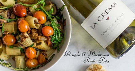 Rustic Vegan Pasta with Arugula and Mushroom