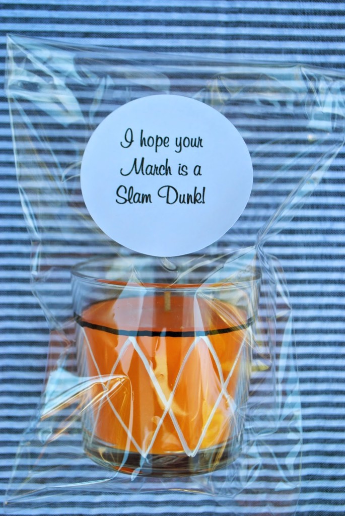 A packaged candle perfect for a basketball party gift