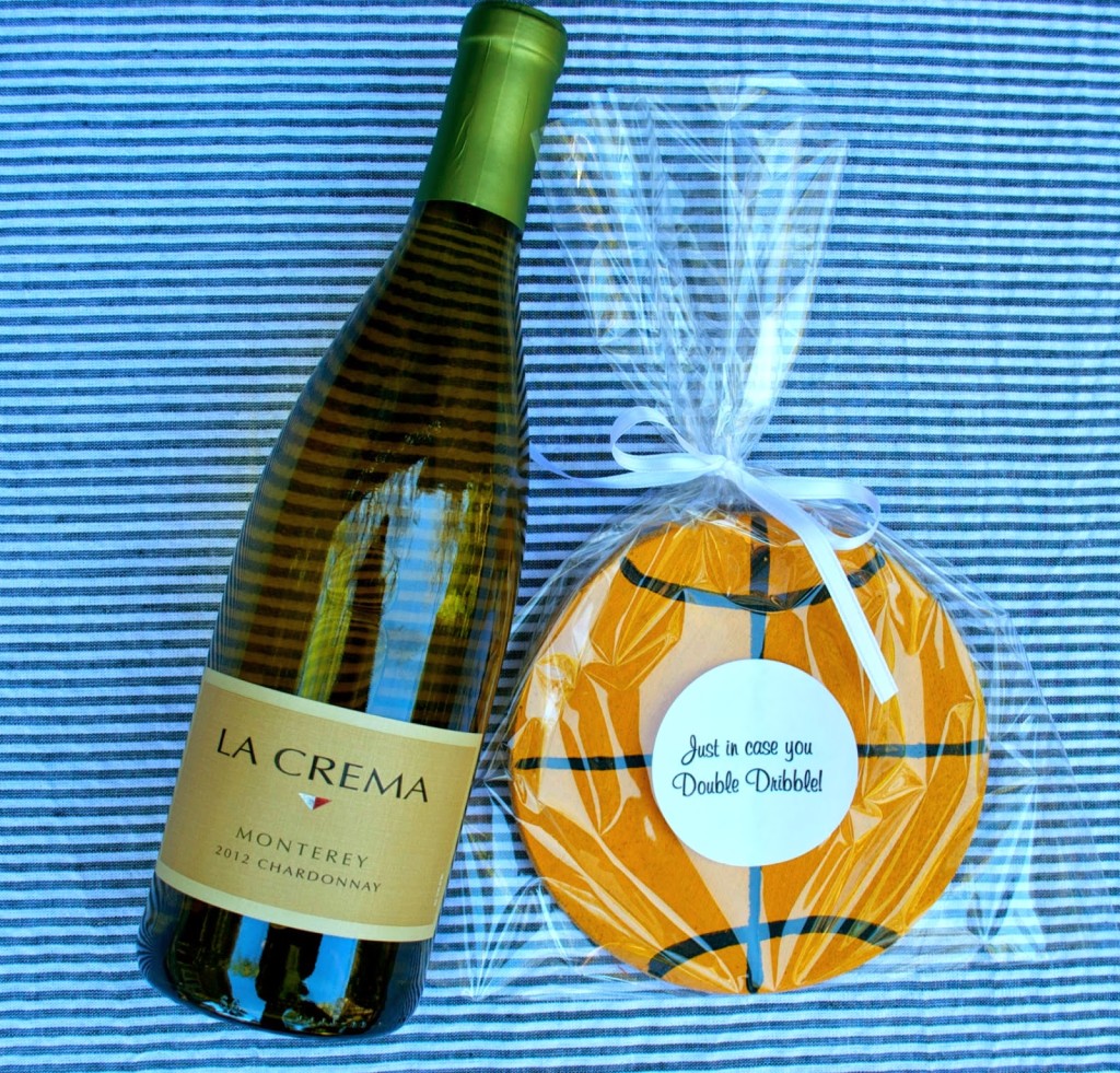 Great hostess gift for a college basketball tournament party. This DIY coaster and a bottle of La Crema Chardonnay