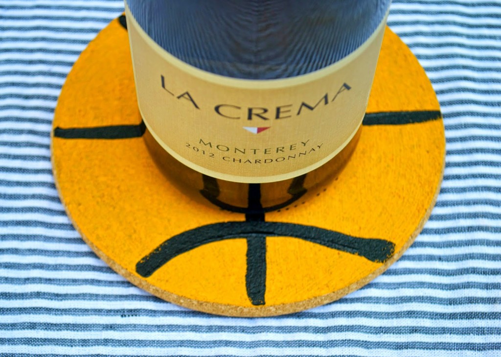 Basketball party inspiration: Wine bottle coaster