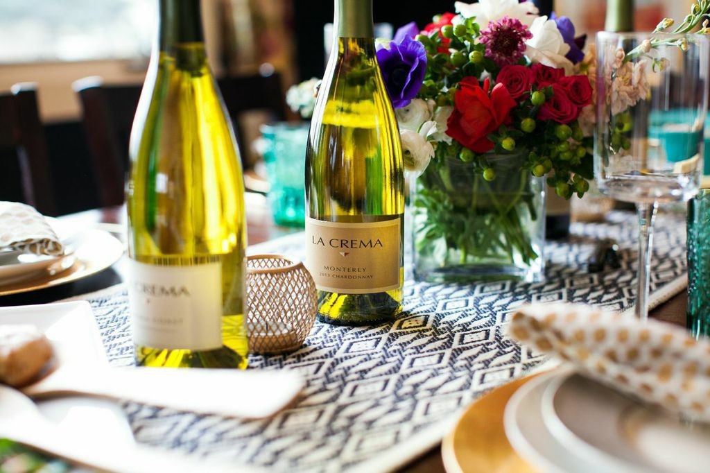 La Crema Chardonnay on a beautifully set table.