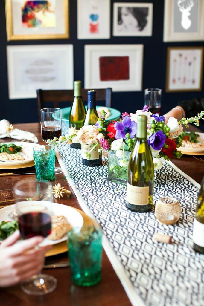 Table scape for an informal dinner party.