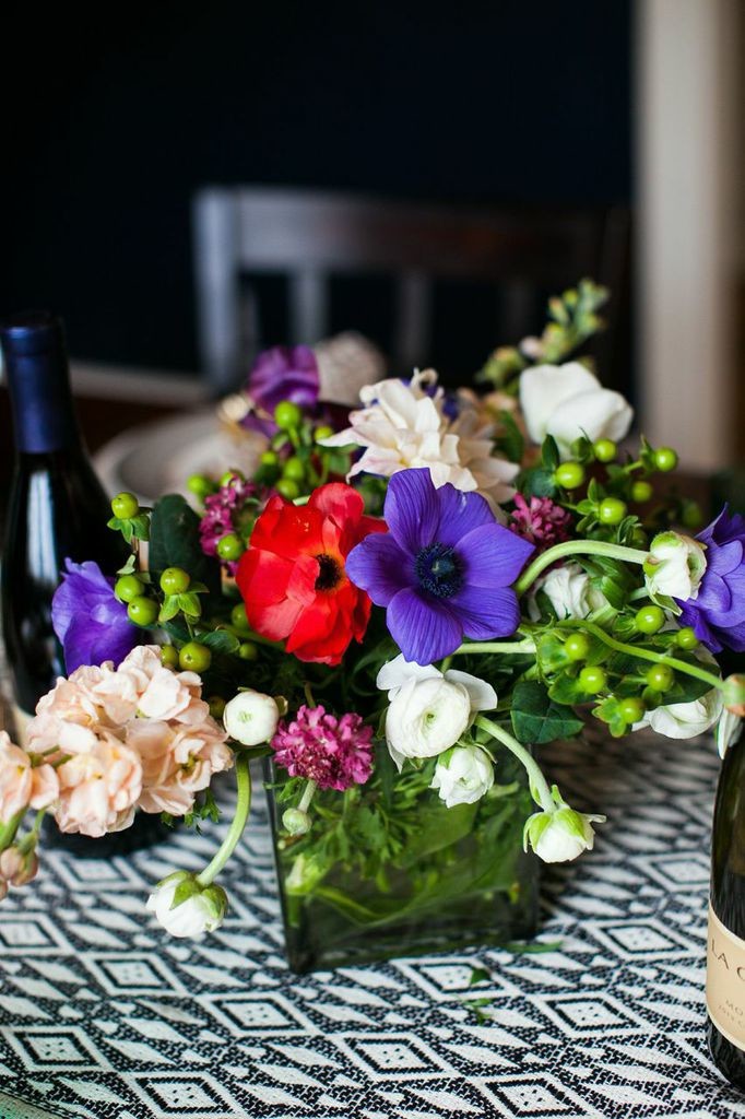 Centerpiece for a dinner party at home.