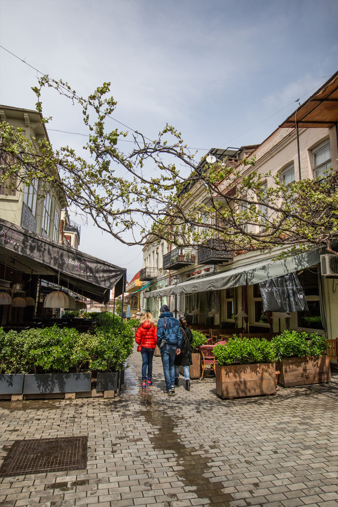 Cafes under a vine-lined street, Tbilisi Old Town