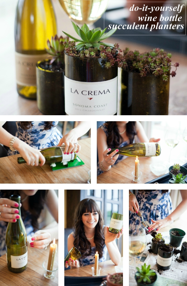 DIY Wine Bottle Succulent Planter