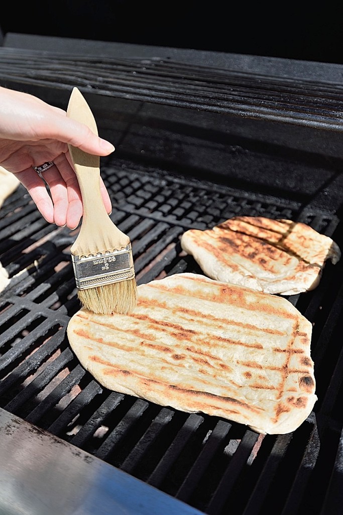 Pizza crust on grill 