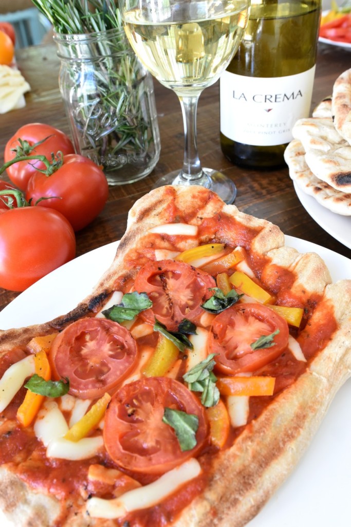Pizza and La Crema Wine