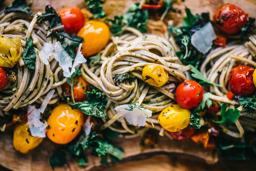 Farmers Market Soba Noodles with Spicy Chimichurri and Crispy Kale