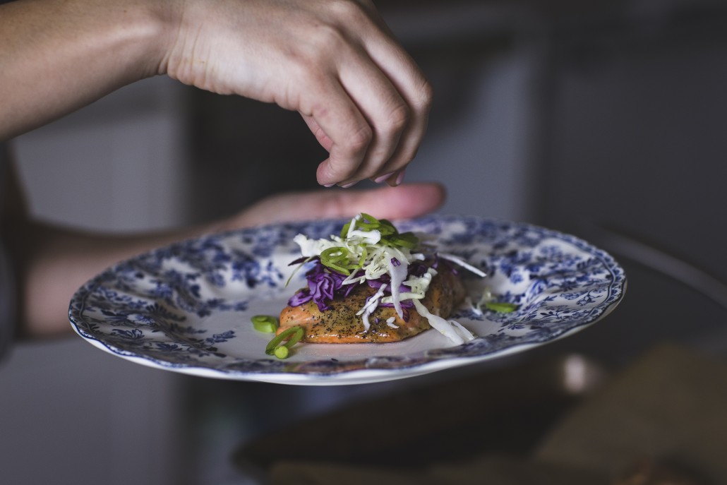 Honey Mustard Glazed Salmon with Spring Slaw