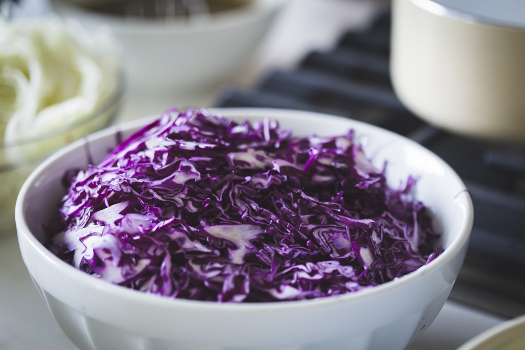 Purple cabbage to accompany a Honey Mustard Glazed Salmon