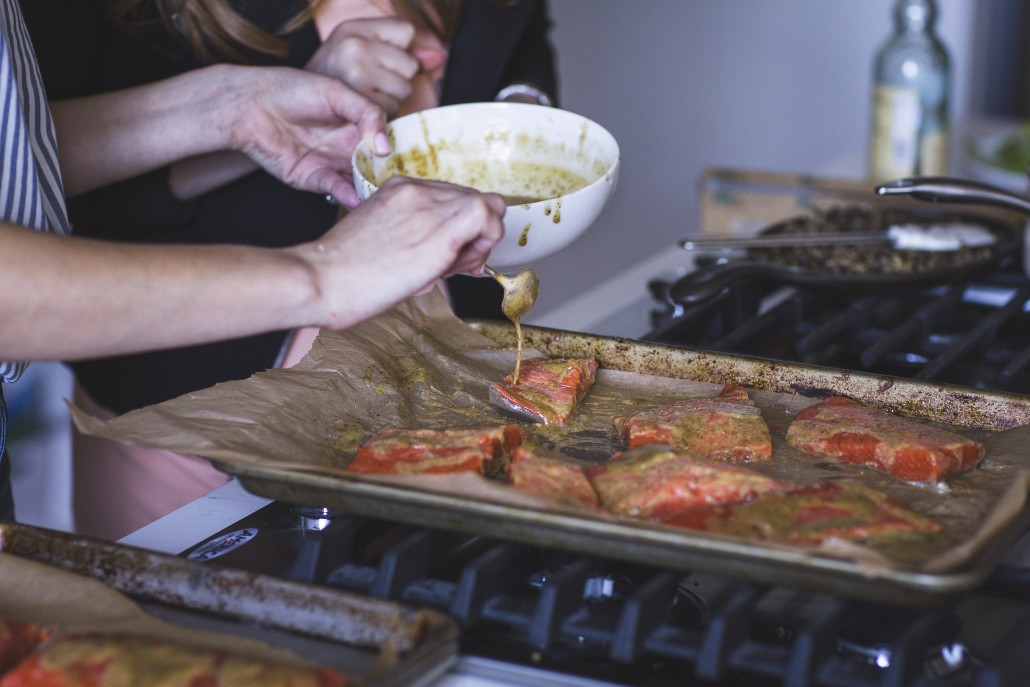 Honey Mustard Glazed Salmon: Glaze the salmon mid-way to retain moisture