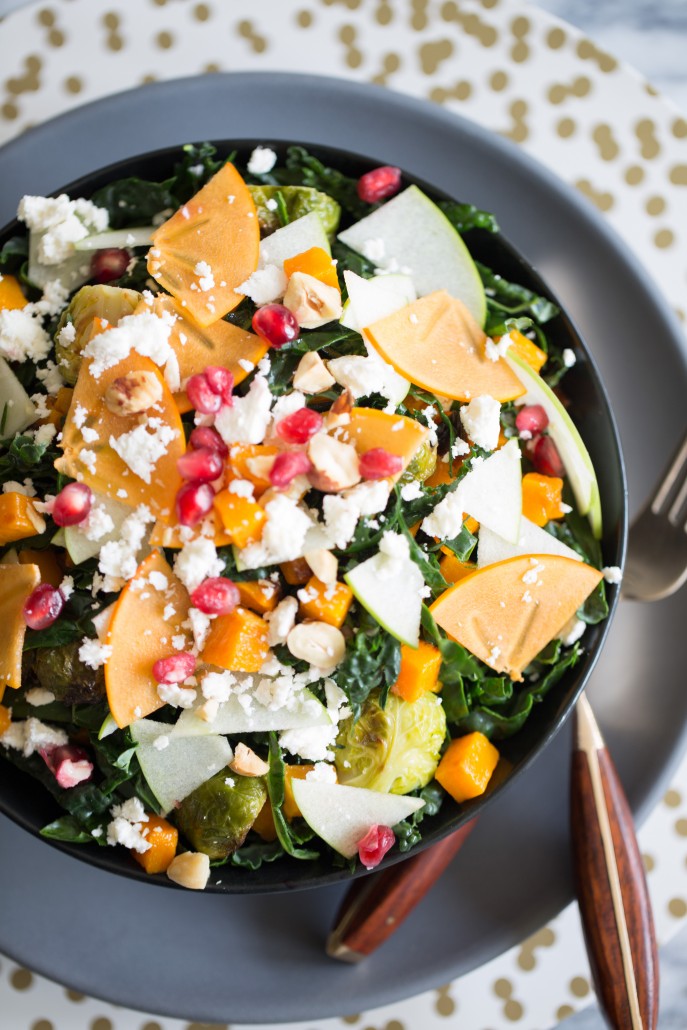 roasted root vegetable and kale salad - holiday dinner menu