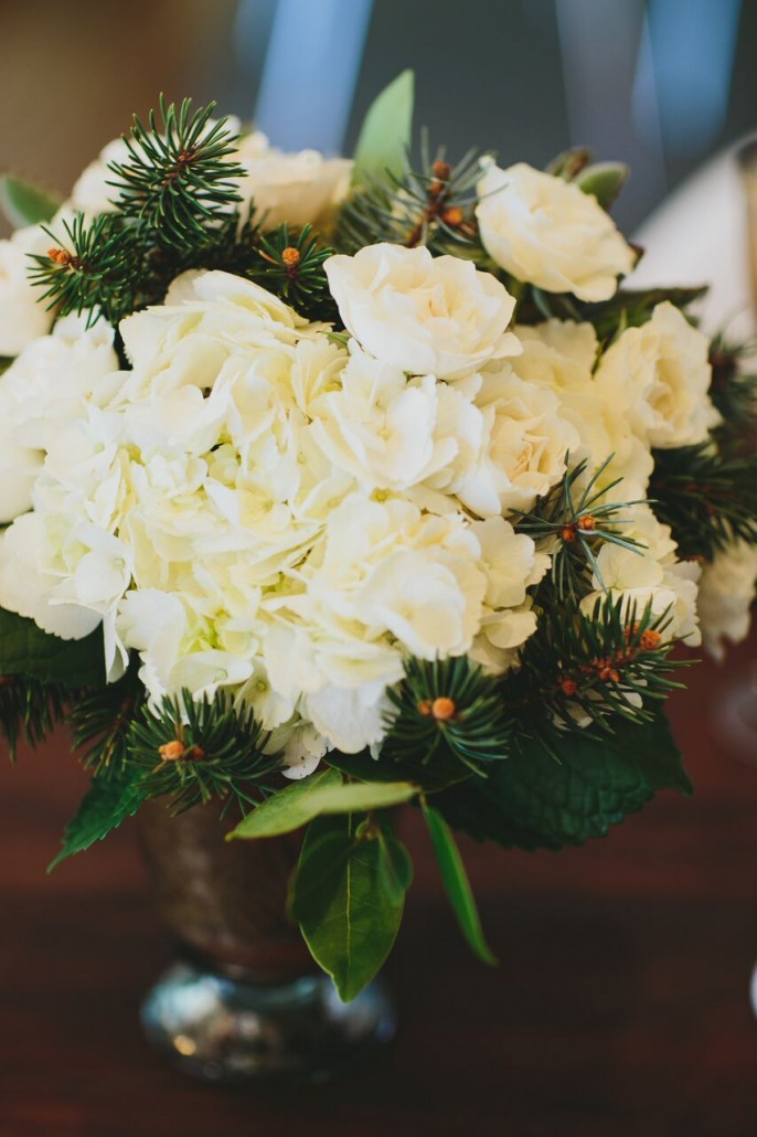 Wintry floral centerpiece