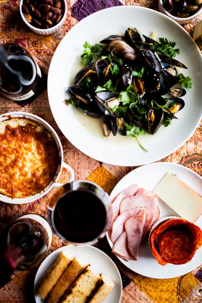 A delicious spread for a Tapas Party.