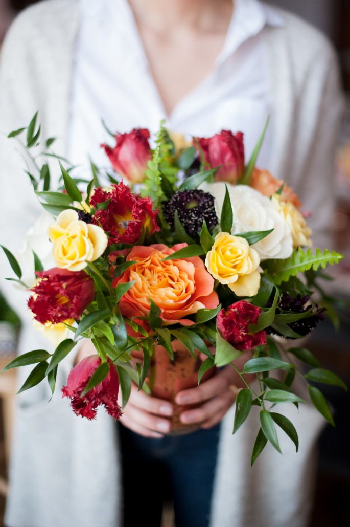 Bouquet of flowers from a flower arranging class