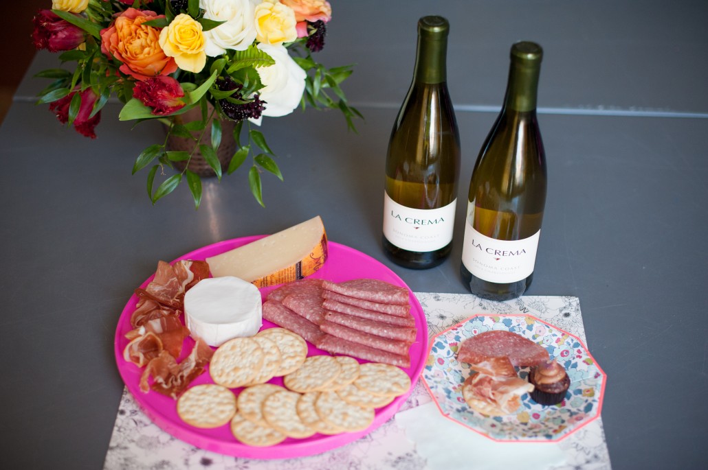 Classic snacks to pair with La Crema wines at a flower arranging party