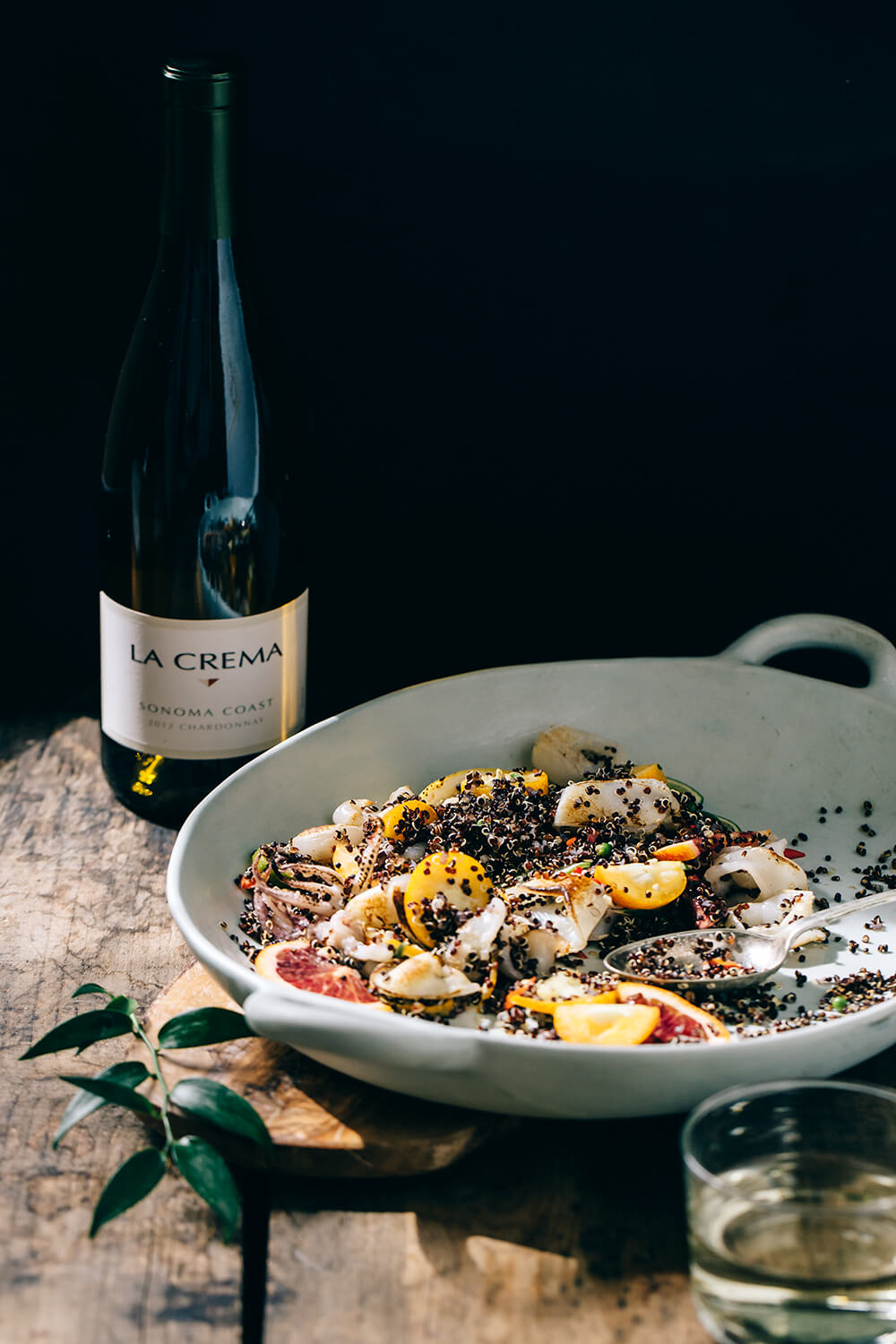 Crispy Quinoa, Broiled Calamari, and Citrus Salad