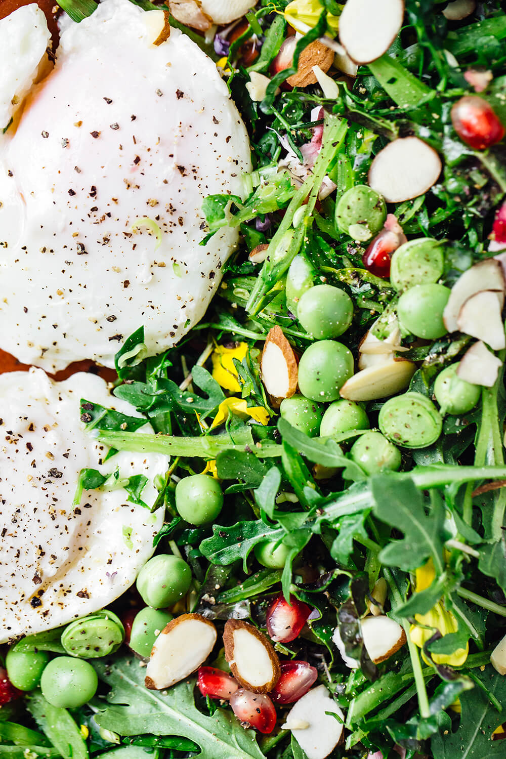 The Fresh Prince of Brunch: Spring Greens, Edible Flowers, and Poached Eggs.