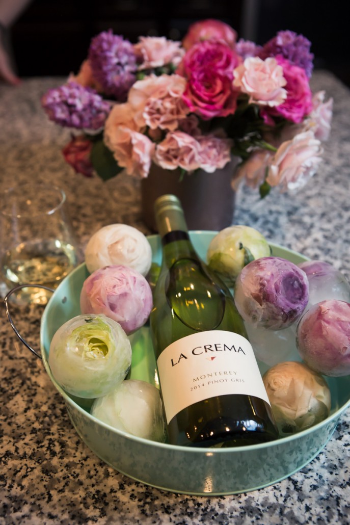 A bucket of floral ice with Monterey Pinot Gris