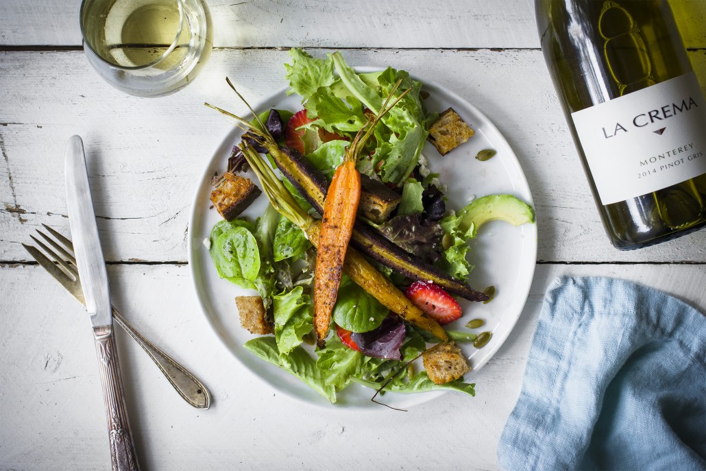 Spiced Carrot Salad with Charred Orange Vinaigrette paired with La Crema Monterey Pinot Gris