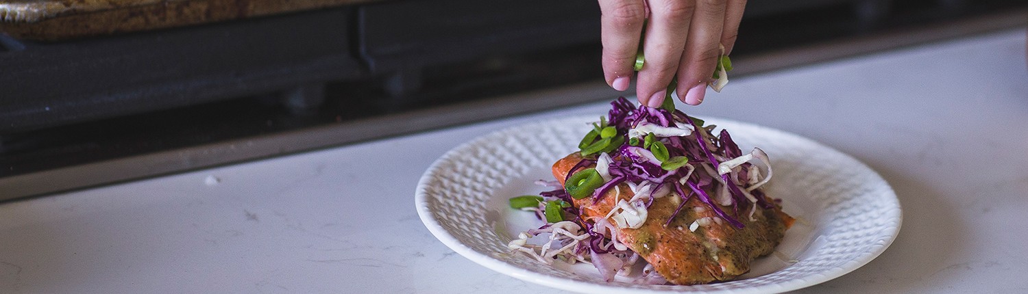 Honey Mustard Glazed Salmon with Spring Slaw