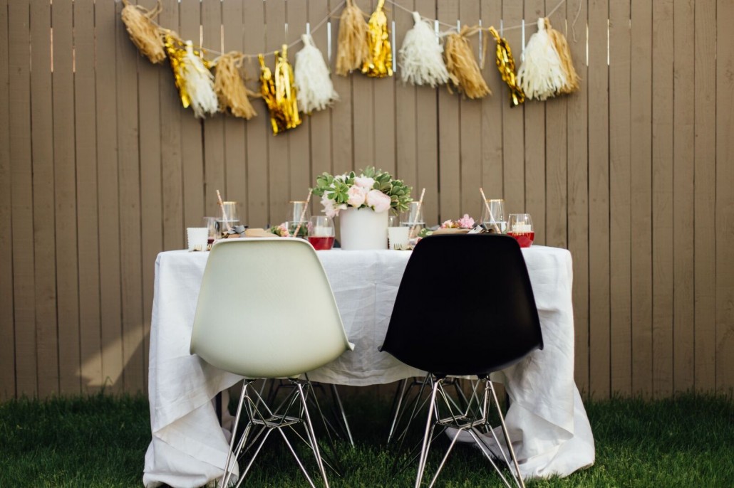 Alternate the color of your chairs to match with your theme to make your bridal shower a bit different and festive