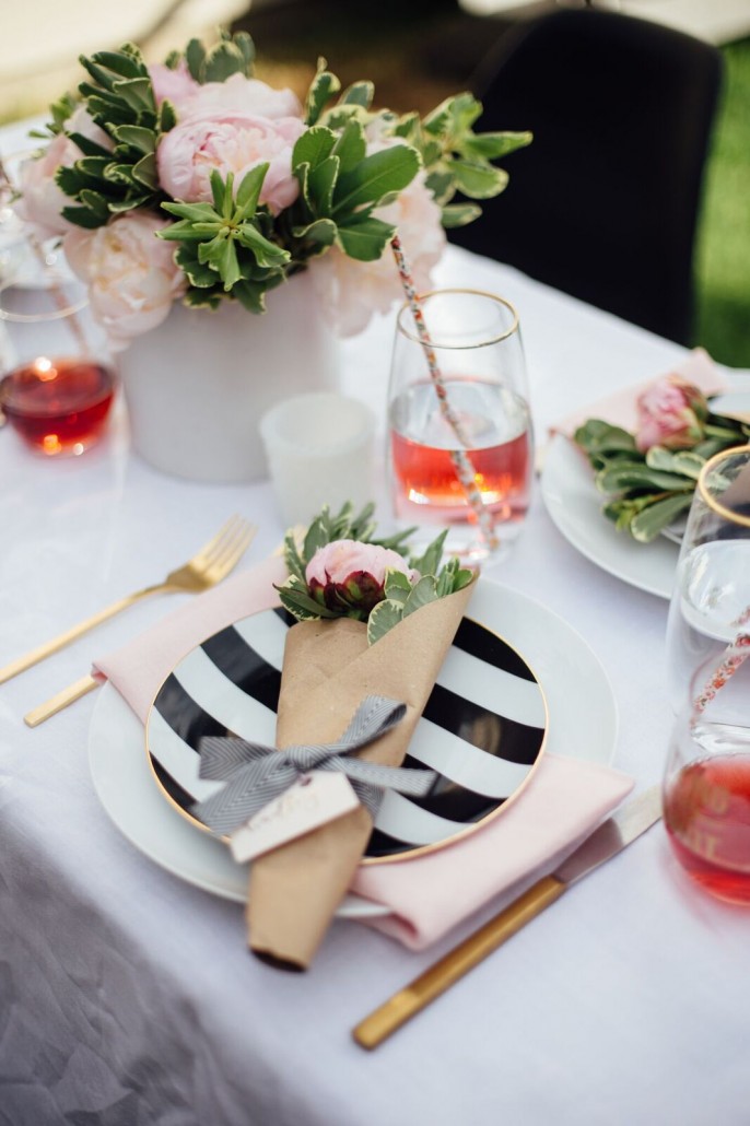 Table decor for a DIY bridal shower