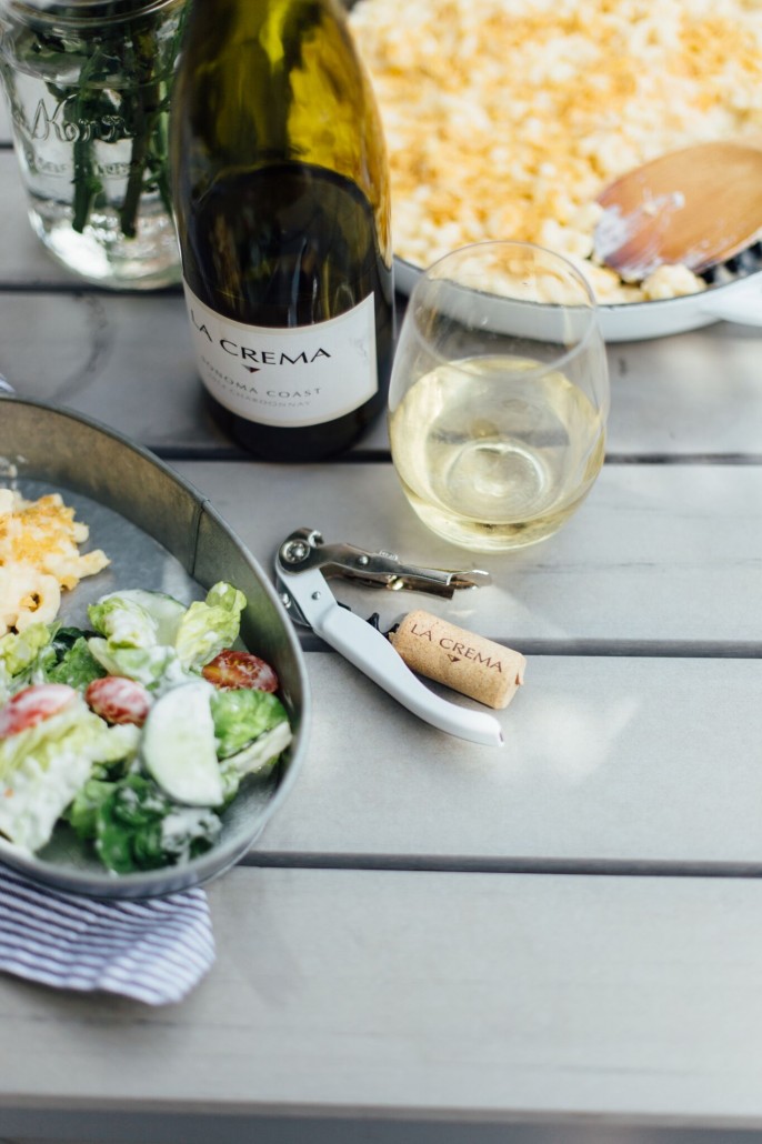 Glamping meals with wine