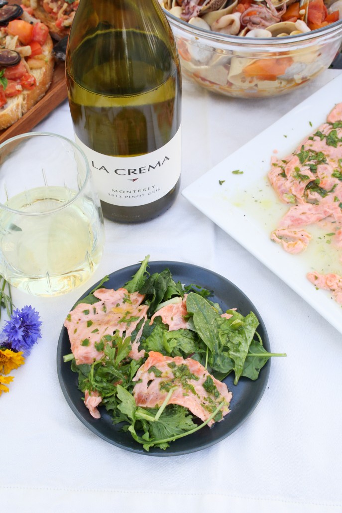 Salmon Carpaccio with Spicy Greens