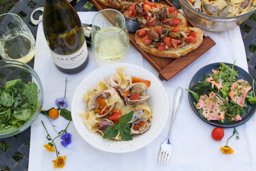 Seafood Pasta with Squid, Clams, and Tomatoes