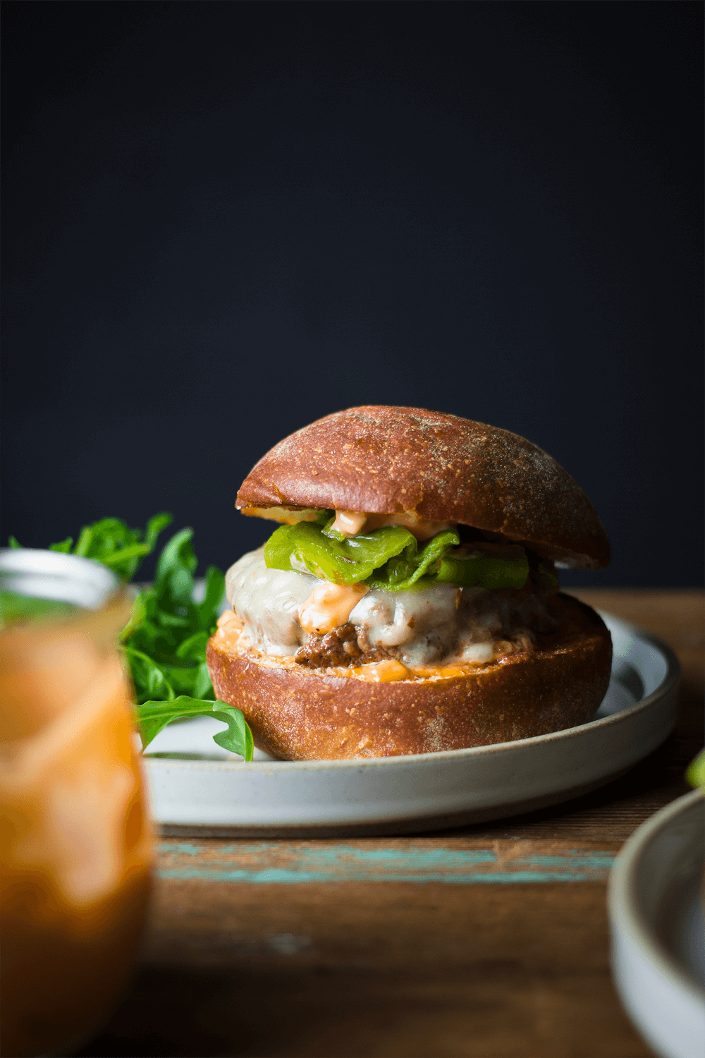 Roasted Hatch Chile Burger paired with La Crema Willamette Valley Pinot Noir