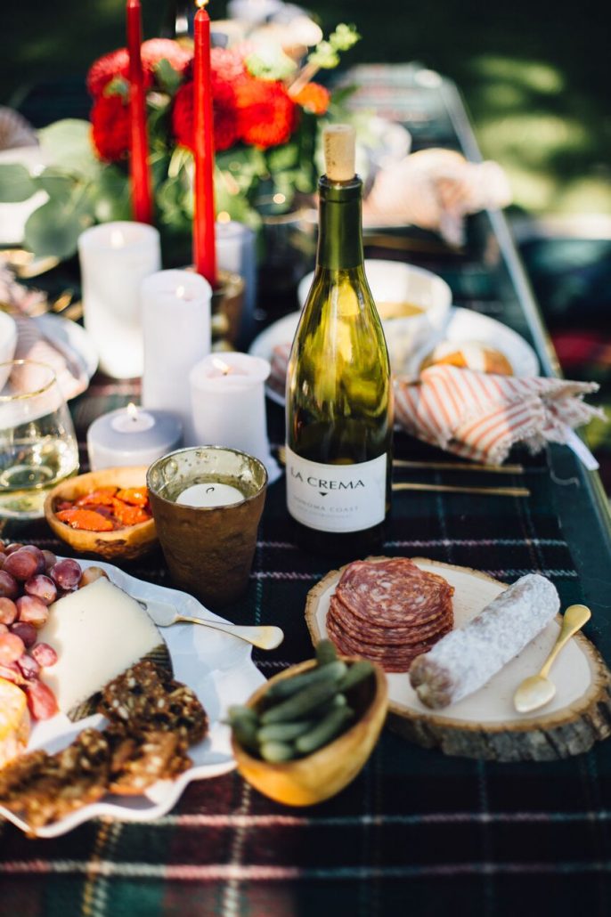 Charcuterie, cheese and accoutrements for a fall al fresco dinner party