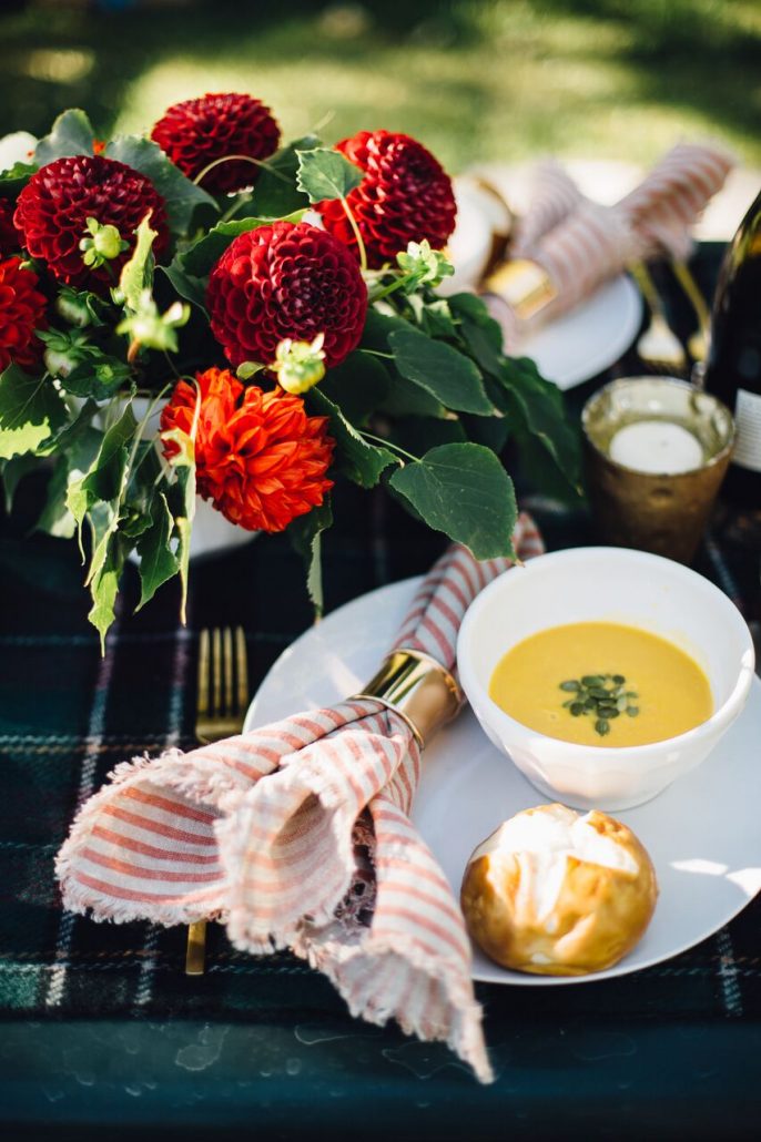 Butternut squash soup for a fall al fresco dinner party