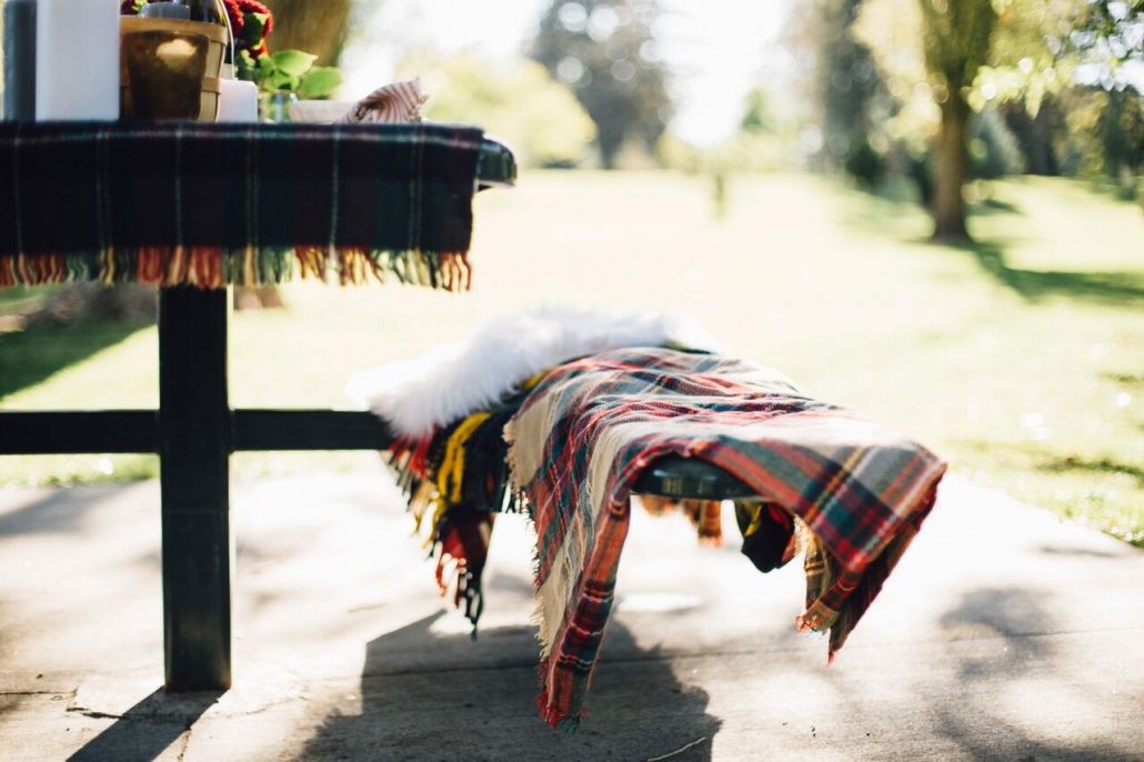 Beautiful plaids for a Fall Al Fresco Dinner Party