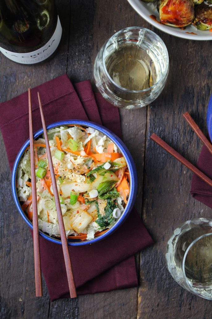 Cabbage and Kimchi Salad with Sesame-Miso Dressing