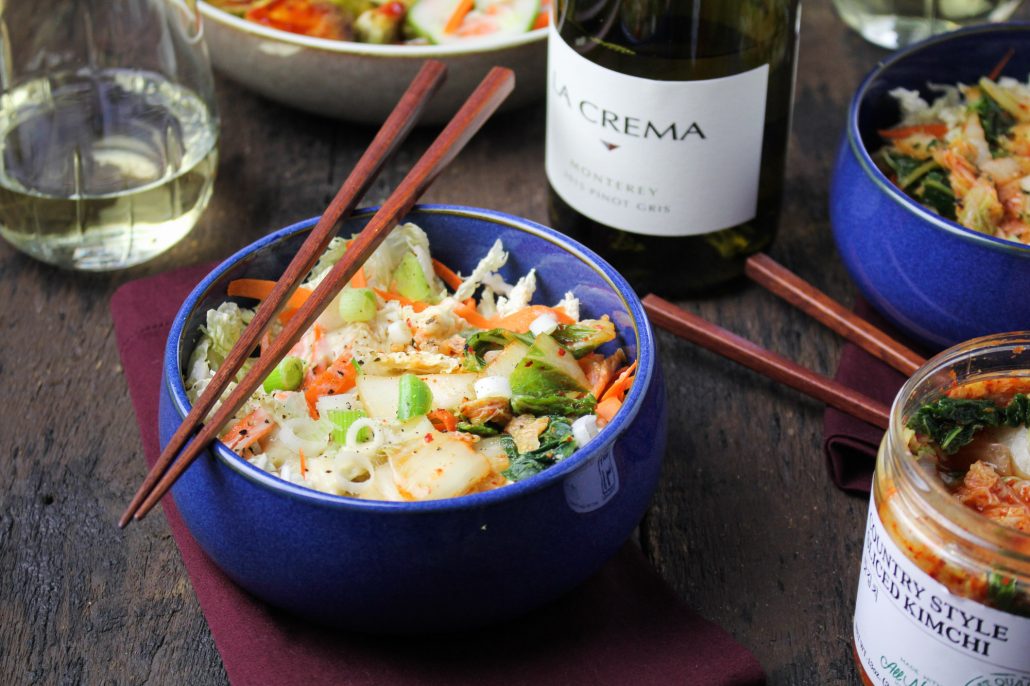 Cabbage and Kimchi Salad with Sesame-Miso Dressing