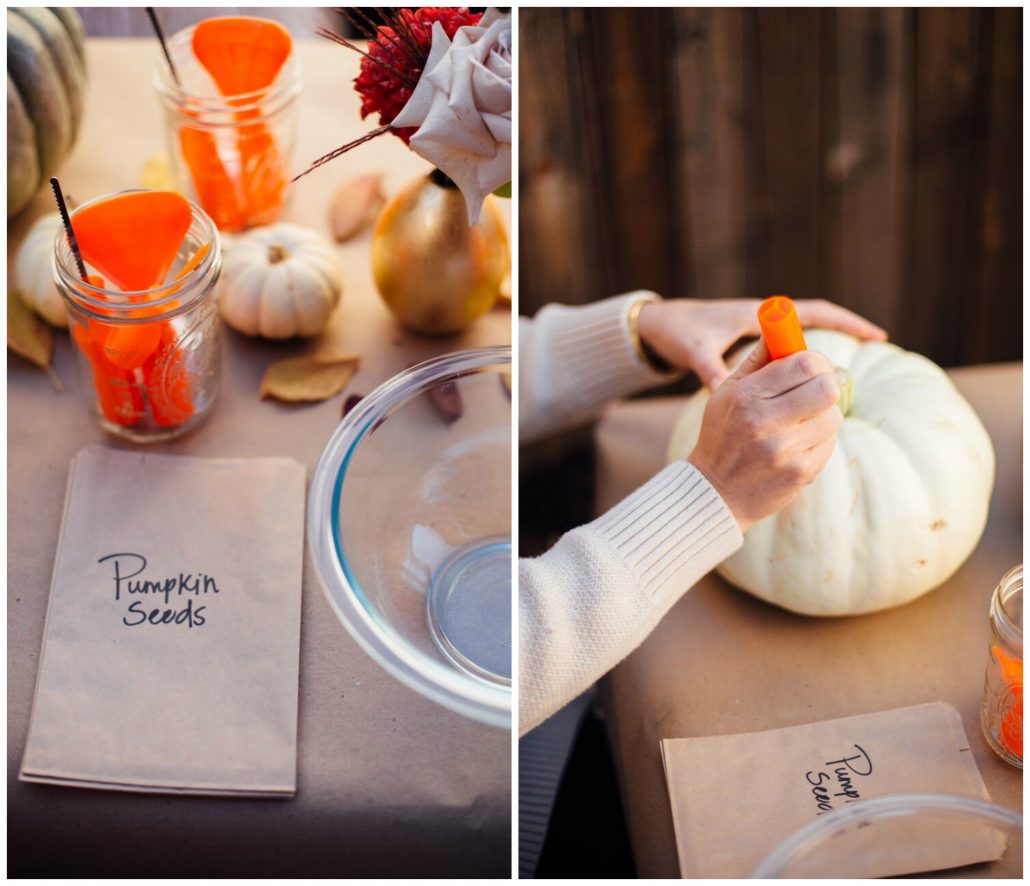 Make sure you have a bowl for the pumpkin guts and a bag for seeds in case you want to save them | Pumpkin Carving Party