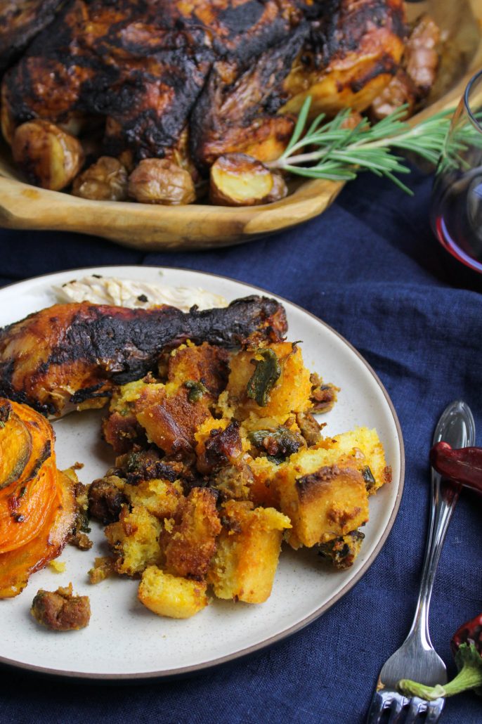 Latin Thanksgiving: Cornbread, Chorizo, Poblano Stuffing