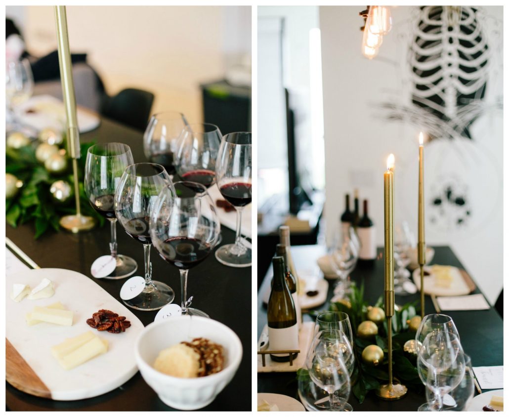 Centerpiece and table setting for a blind wine tasting